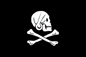 Ossos de bandeira de pirata e imagem vetorial de crânio