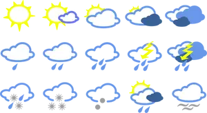 Weather forecast symbols collection vectors