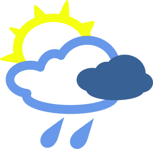 Sunny e simbolo meteo giornata piovosa vettoriale immagine