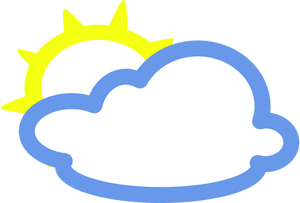 Cahaya awan dengan beberapa matahari cuaca simbol vektor gambar