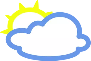 Lätta moln med vissa sol väder symbol vector bild