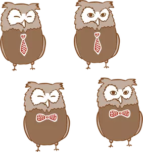 Owls with ties