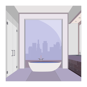 Vector image of penthouse bathroom