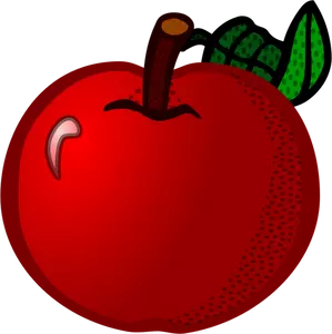 Fresh red apple line art vector clip art