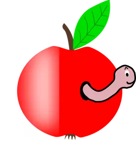 Manzana roja con una ilustración del vector de la hoja verde