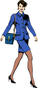 Dibujo de mujer de negocios con un traje azul vectorial