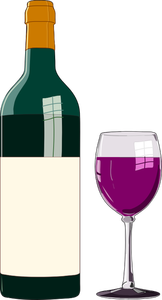 Fles wijn en een glas rode wijn vector afbeelding