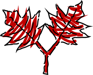 Red leaves drawing vector graphics