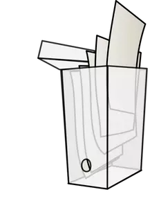 Vector drawing of open see-through archive box