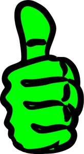 Vector illustraties van sterke groene hand duimschroef opwaarts