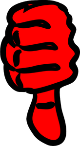 Vector afbeelding van sterke rode hand duim omlaag