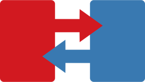 Red and blue files and arrows