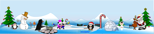 Dibujo vectorial de escena de Navidad del Polo Norte
