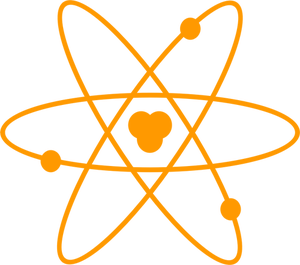 Illustrazione del diagramma di un atomo in colore arancione