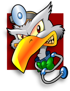Illustrazione di avatar cartoon avvoltoio medico