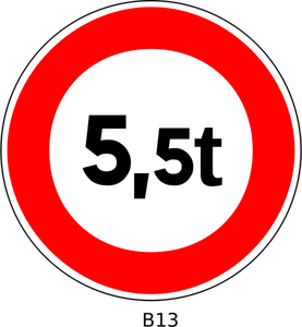 Vector graphics of no access for vehicles whose weight exceeds 5,5 tonnes traffic sign