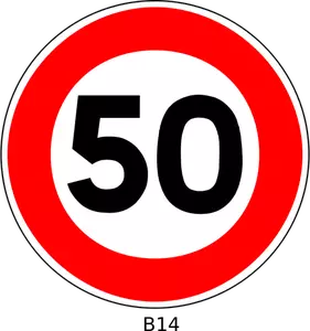 Clip-art vetor do sinal de tráfego de limitação de velocidade 50