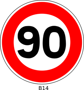 Vector illustration of 90 speed limitation traffic sign