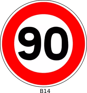 Ilustração em vetor de sinal de tráfego de limitação de velocidade 90