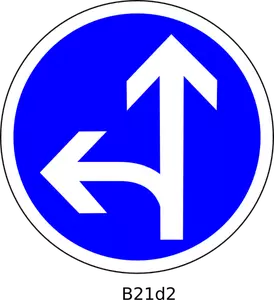 Grafika wektorowa kierunku prosto i po lewej stronie drogi znak