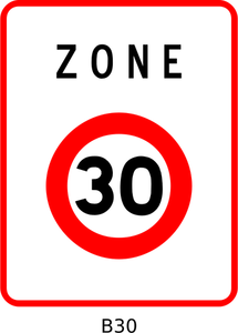 Vector illustration of 30mph speed limitation zone square French roadsign