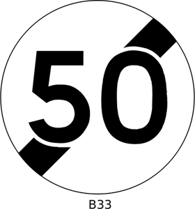 Image vectorielle de limitation de vitesse de 50 mi/h fin de panneau de signalisation