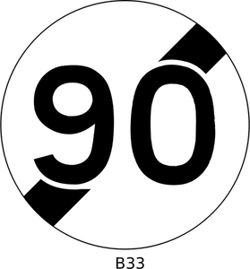 Vector drawing of 90mph speed limit ends traffic sign