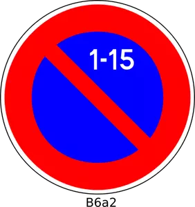Vektor illustration av parkering förbjudet från 1 till 15: e i månaden franska Vägmärke