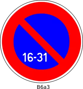 Vektorgrafikken parkering forbudt fra 16st til 31ste på måneden franske veiskilt