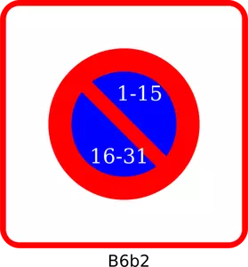 Vector clip art of blue and red square parking prohibitory panel