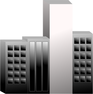 Gráficos del vector de conjunto de edificios con uno más ligero que los otros