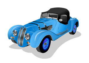 Niebieski pojazd zabytkowy samochód wektor