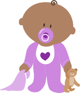 Immagine del bambino in vestiti viola