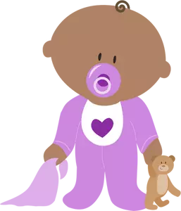 Immagine del bambino in vestiti viola