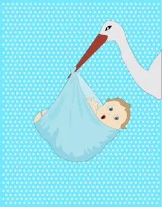 A stork with newborn baby