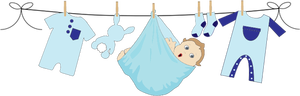 Babyjongen opknoping op een waslijn