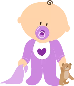 Baby Boy Holding Teddy Bear Toy