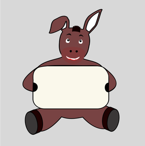 Donkey holding rectangular sign vector illustration