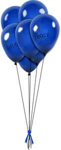 Imagem vetorial de balões azuis nas cordas com fita