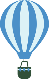 Blå ballong med grön korg