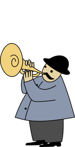 Hombre tocando ilustración vectorial cornet