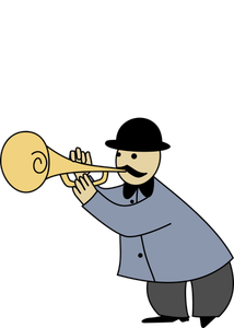 Vektor gezogen Mann spielt horn