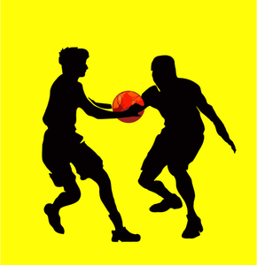 Basketbal spel scène silhouet vector afbeelding