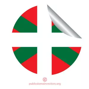 Autocollant rond avec drapeau Basque