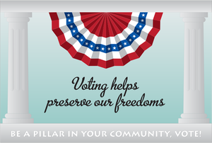 Głosowanie pomaga zachować nasze wolności transparent wektor grafika