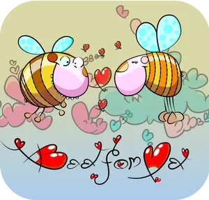 Cartoon bees in love