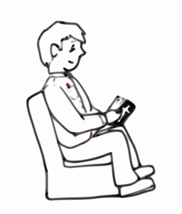 Boy sitting reading vector image