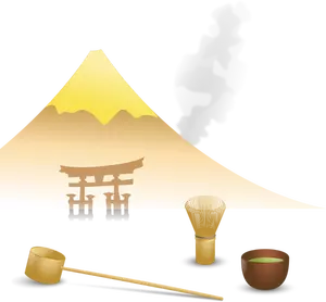 Japanese tea scene vector drawing