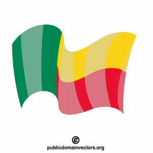 Bandera nacional de Benín ondeando