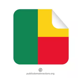 Autocolant dreptunghiulară cu drapelul Beninului